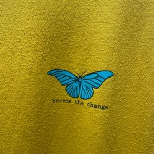 Shein “Be The Change” yellow oversized tee